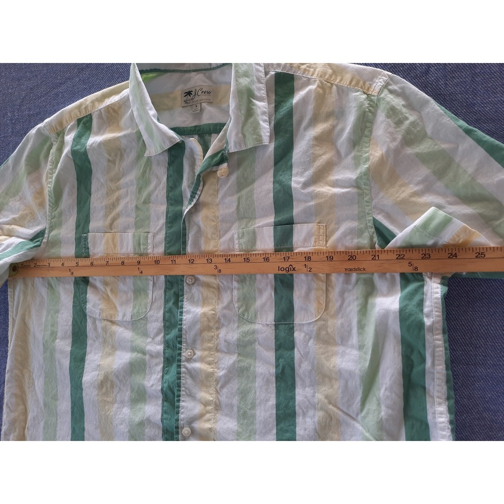 Rare J.Crew Men Large Striped Short Sleeve Summer MultiColor Cotton Button Shirt - Picture 4 of 8